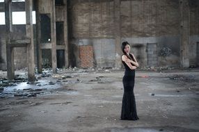 Photography of woman model in a ruined building