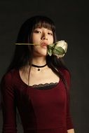 very beautiful model with flower