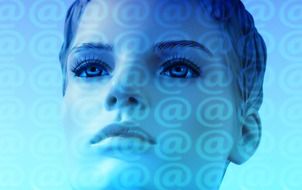 woman stylish internet network