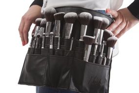 handbag with brushes for make-up