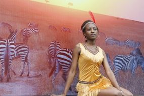 african model on prairie background