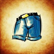 Drawing of jean shorts