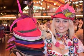 woman sells hats