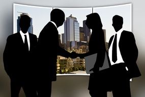 silhouettes of group of business people