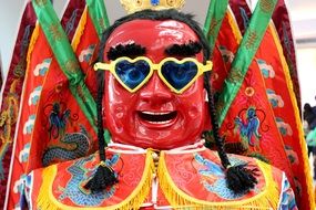 colorful mannequin with glasses