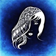 abstract portrait of a woman on a blue background