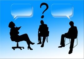 silhouettes of people who communicate and exchanged of ideas