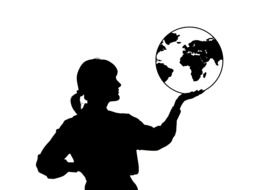 woman with globe drawing