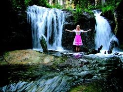 girl is on a Waterfall