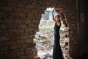 portrait of a model in black dress