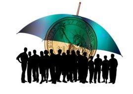 persons silhouette man woman child umbrella one dollar