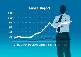 silhouettes businessmen annual report chart