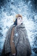 fashion model in furs in winter