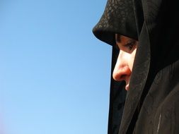 Portrait of woman dressed up in religion clothes