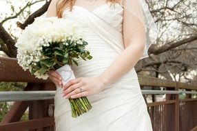 Photo of woman dressed up in wedding dress