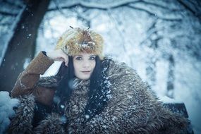 fashion woman in furs in winter