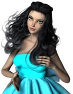 3 d is a fantastic girl in a blue dress