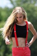 girl with long hair outdoors