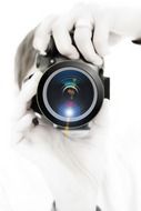 camera in womanâs hands
