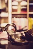 black heeled sandals