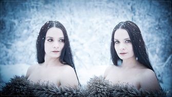 glamour woman in furs in winter