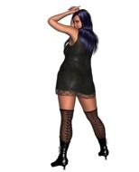 Digital image of the posing dark haired girl on white background