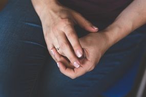 engagement ring on female hand