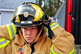 woman fire fighter protection uniform