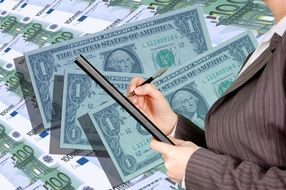 woman at financial calculations