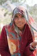 Adult woman wearing headscarf, india, jaipur