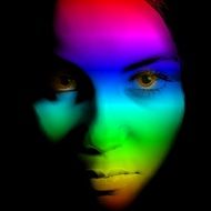 woman face color rainbow drawing