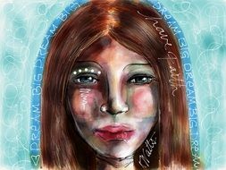 girl face strange drawing