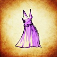 drawing of purple cocktail dress