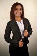 black businesswoman is smiling