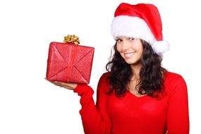 cute female christmas box sants claus cap