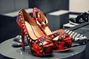 colorful woman shoes with spikes