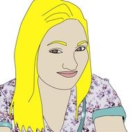 illustration of a blonde with a beautiful face