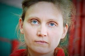 Sad blue eyes woman portrait