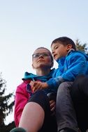 happy mother and son