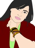 Dark haired woman illustration portrait draft