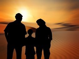 family sunset drawing