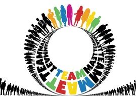 teamwork sign with people silhouettes