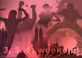 silhouettes of people in the movement celebrating the weekend