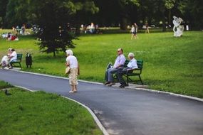 Resting old people in the park