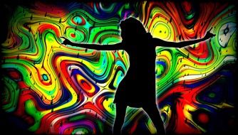 black silhouette of a girl in the nightclub