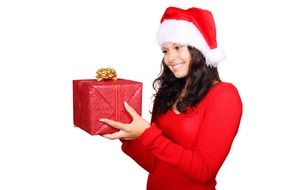 girl with a New Year gift