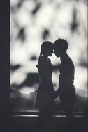 silhouette couple black white