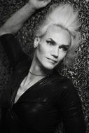 black and white shemale photo with white hair