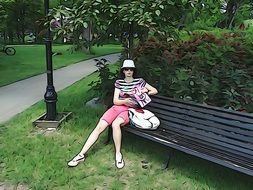 woman nice in park