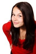 portrait of a girl in a red sweater